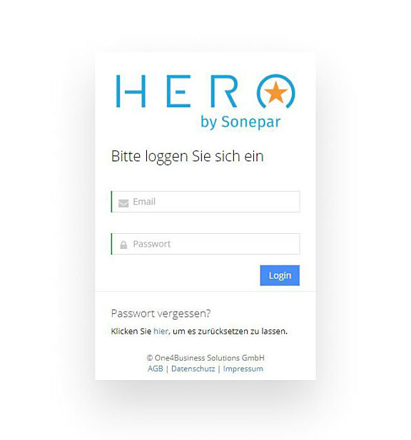 Bild: Der Login für die Sonepar-HERO Software