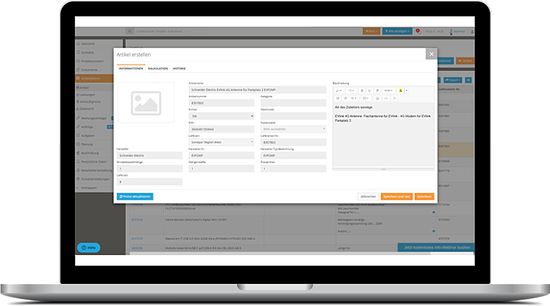 Bild: Alle Preise sind immer aktuell und per Schnittstelle verknüpft